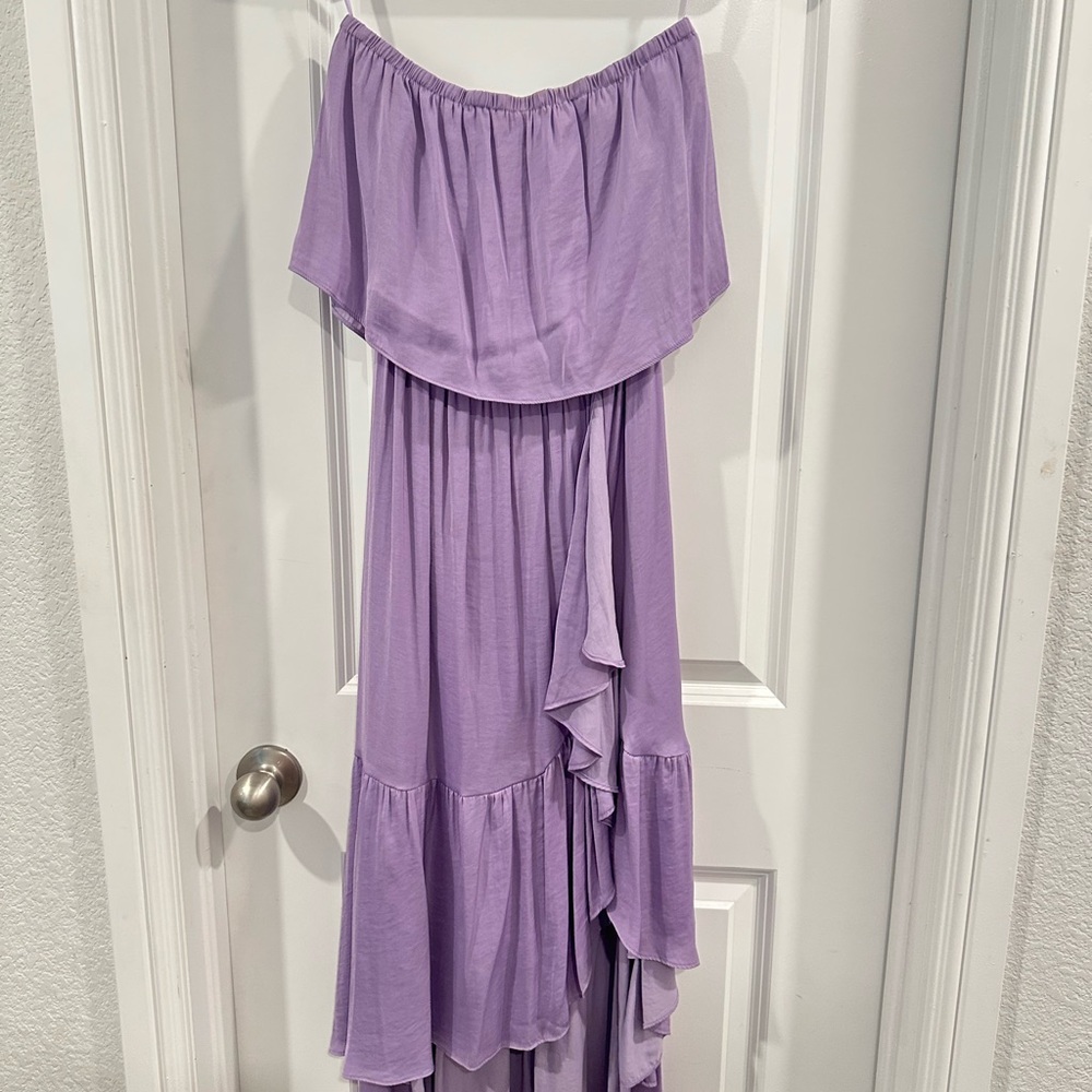 The Impeccable Pig Purple Off-Shoulder Dress